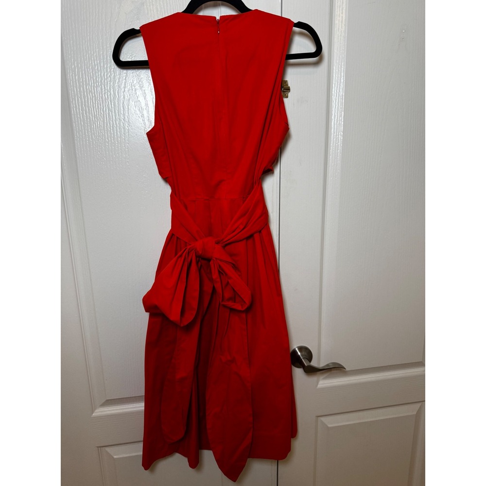 J. by J. Crew Women Orange Wrap Front Tie Back Bow Midi Dress Size 4 - Picture 6 of 6